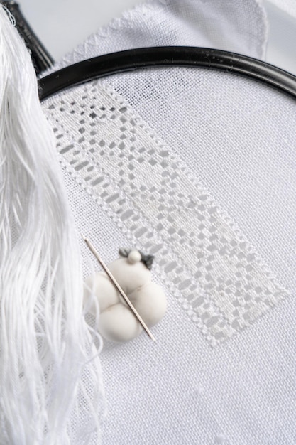 zdjęcie haftu na tkaninie